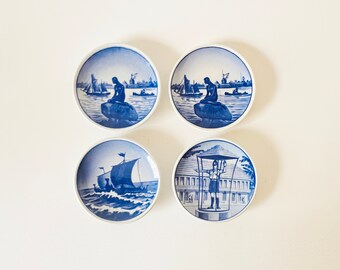 Vintage Mid Century Modern Mini 3" Copenhagen Denmark + Bermuda Collector Plates