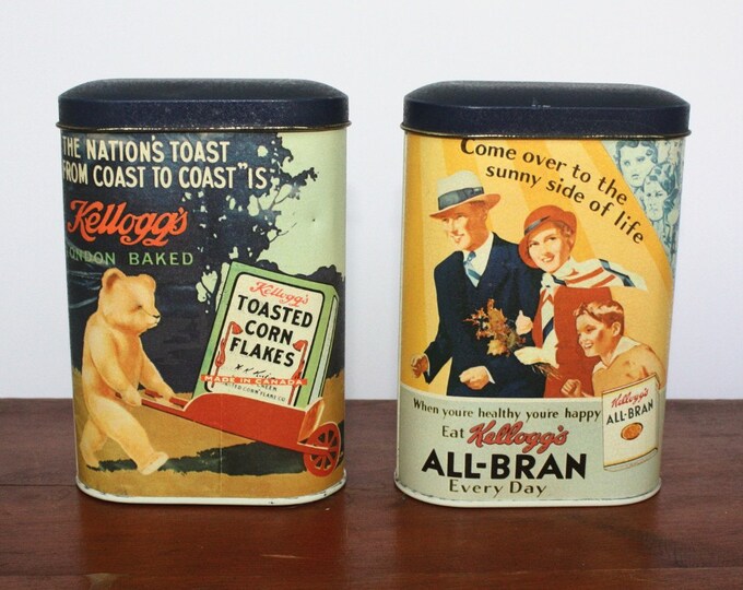 2 Vintage Kelloggs Cereal Tins Toasted Corn Flakes and Etsy