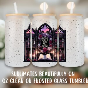 Dark Romance Books PNG, Book Lover Glass Can Sublimation Design, Smut Books 16oz Glass Cup Tumbler Wrap, Spicy Book Reader Digital Download image 3