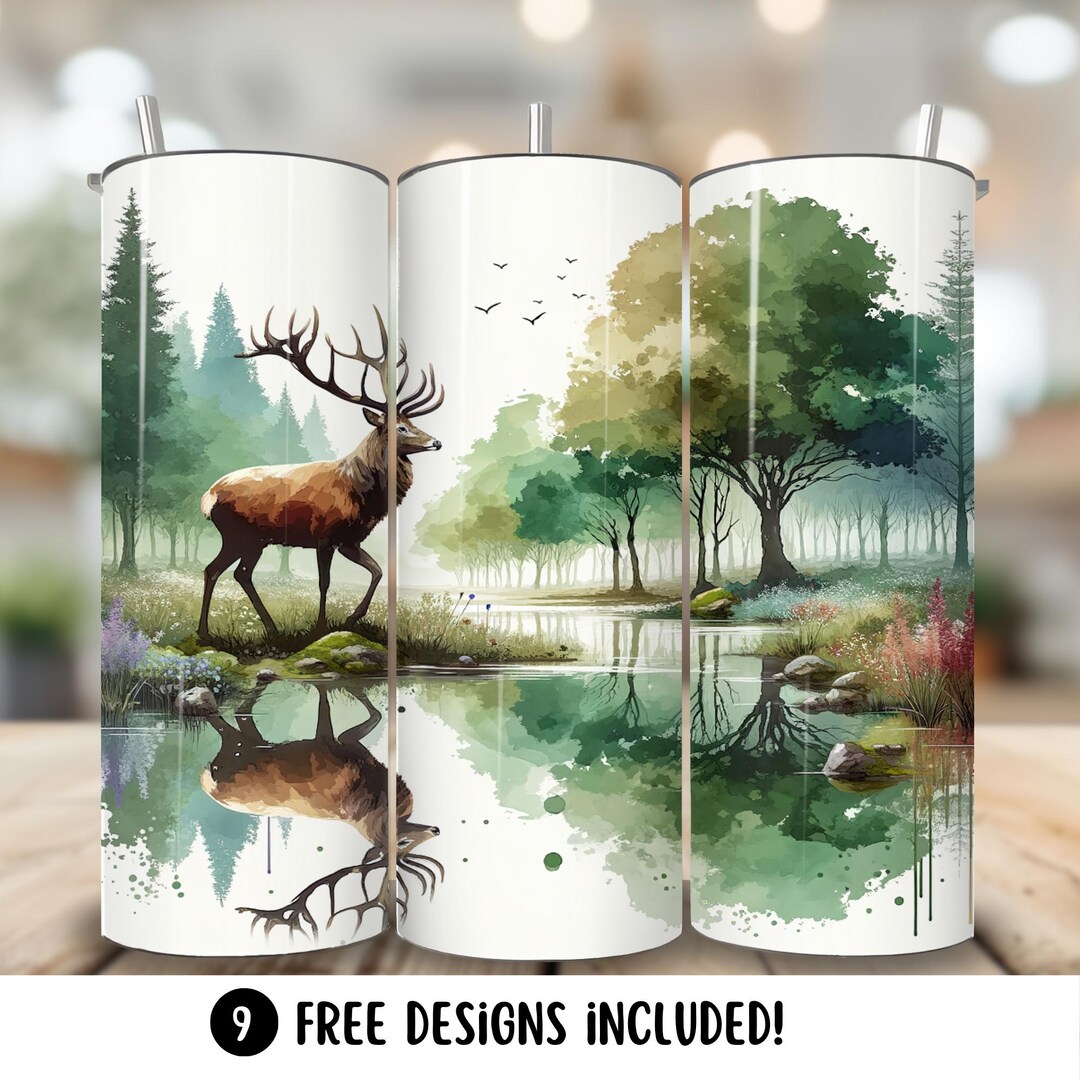 Deer Hunting Tumbler Wrap PNG, Deer Sublimation Design, Buck Deer 20oz ...