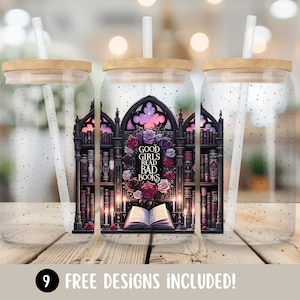 Dark Romance Books PNG, Book Lover Glass Can Sublimation Design, Smut Books 16oz Glass Cup Tumbler Wrap, Spicy Book Reader Digital Download