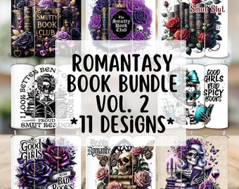 Smut Book Tumbler Wrap PNG Bundle, 20oz Skinny Tumbler Sublimation Design, Dark Romance Digital Download, Straight Wrap for Book Lovers