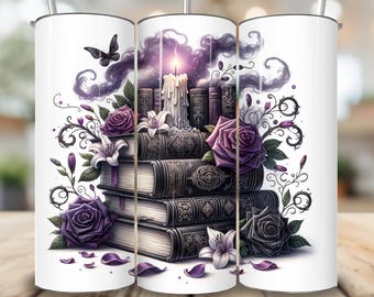 Dark Romance Tumbler Wrap PNG, Gothic Book Lover 20 Unzen Skinny Tumbler Sublimationsdesign, Smut Reader Tumbler, ich bevorzuge den Bösewicht Tumbler