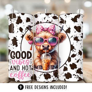 Gobelet maigre 20 oz vache Highland, motifs de gobelet à café PNG, sublimation d&#39;emballage de gobelet à café drôle, téléchargement numérique de gobelet de citation de café