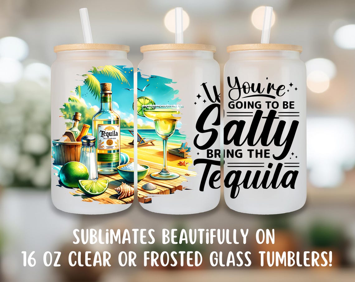 Summer Drinks Glass Can Tumbler Wrap PNG, Tequila PNG Sublimation ...