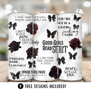 Smut Book Reader Tumbler Wrap, Dark Romance Book Lovers Sublimation Designs, Smut Book Tok 20oz Skinny Tumbler, Bookish PNG Digital Download