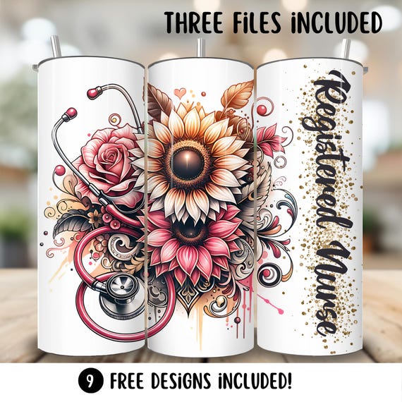 Nurse Tumbler PNG Design, Nurse Tumbler Wrap Instant Digital Download, Nurse Gift 20oz Skinny Tumbler Sublimation Designs