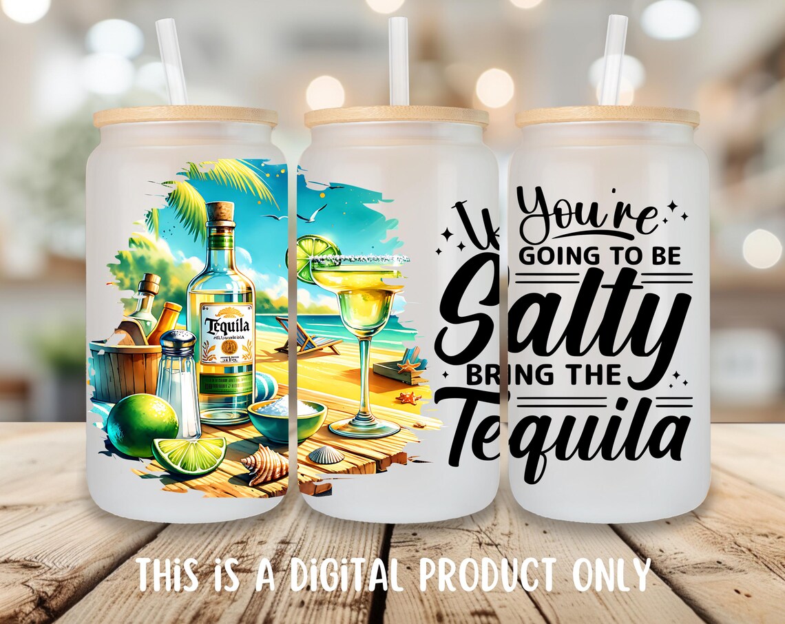 Summer Drinks Glass Can Tumbler Wrap PNG, Tequila PNG Sublimation ...