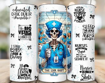 Lustige Krankenschwester Tumbler Wrap PNG, Krankenschwester Affirmationen 20 Unze Skinny Tumbler Design, RN Tumbler PNG Digital Download, Krankenschwester Sublimationsbecher