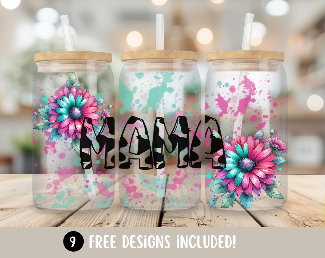 Mama Glass Can Wrap Sublimation Designs, Mothers Day PNG 16oz Libbey ...