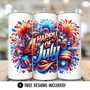 Happy 4th of July Tumbler Wrap, PNG, Sublimation Design, 20oz Skinny Tumbler, USA Tumbler Wrap, Patriotic Tumbler, Digital Download