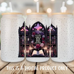 Dark Romance Books PNG, Book Lover Glass Can Sublimation Design, Smut Books 16oz Glass Cup Tumbler Wrap, Spicy Book Reader Digital Download image 9