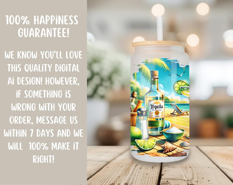 Summer Drinks Glass Can Tumbler Wrap PNG, Tequila PNG Sublimation ...