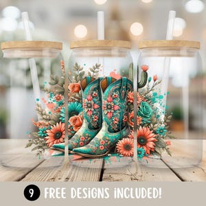 Western Glass Can Wrap Sublimation Designs,Cowboy Themed Gifts 16oz Libbey Glass Cup, Cowboy Boots Glass Tumbler Wrap Digital Download
