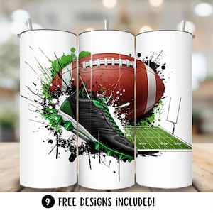 Football Tumbler Wrap PNG, Football 20oz Skinny Tumbler Sublimation Design, Sports Fans Tumbler,  Football Lover Instant Digital Download