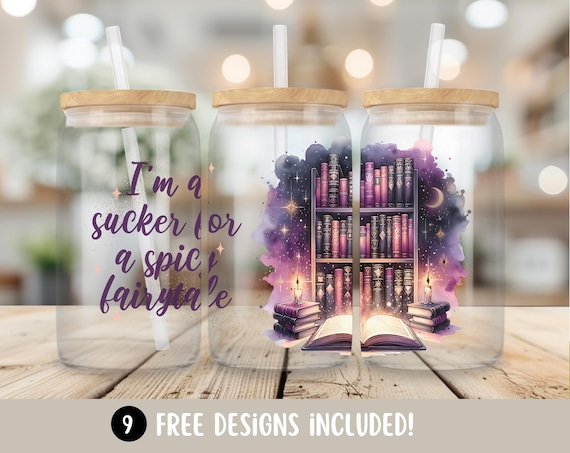 Spicy Book Lover 16oz Libbey Glass Cup Wrap, Dark Romance Books PNG Glass Can Sublimation Design,Reading Glass Tumbler Wrap Digital Download
