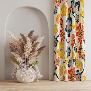 Bohemian Floral Panel Curtain: Vintage Style Window Decor