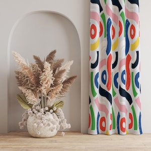 Abstract Organic Shapes Curtain, Modern Art Inspired Curtain, Bold Abstract Curtain, Unique Abstract Pattern Curtain, Shapes Curtain