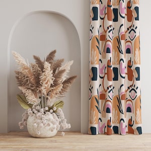 Abstract Organic Shapes Curtain, Minimalist Curtains, Boho Chic Abstract Curtain, Bold Abstract Curtain, Modern Art Inspired Curtain