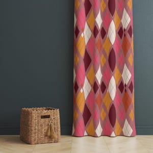 Tartan Plaid Curtain, Retro İnspired Drapes, Checkered Pattern Drapery, Geometric Plaid Design Curtain, Argyle Inspired Curtain
