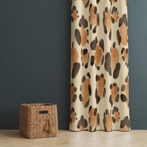 Watercolor Leopard Print Curtains: Boho Animal Window Panels