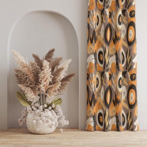 Abstract Swirls Curtain Panel: Modern Organic Shapes, 50% Light Filtering