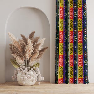 Tribal Geometric Curtain: Ethnic Aztec African Inspired Drapery