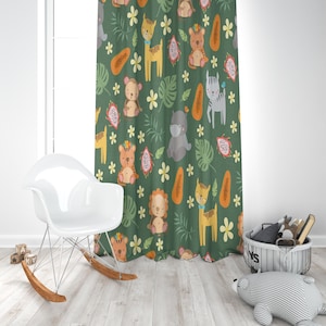 Jungle Animals Nursery Curtain: Bohemian Safari Print
