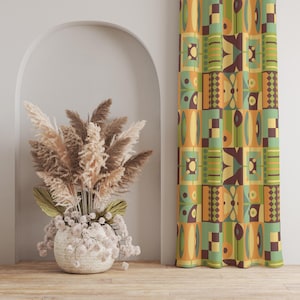 Retro Geometric Drapery, Bold Geometric Curtain, Colorful Abstract Curtain, Mid-Century Modern Curtain, Playful Curtain