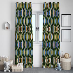 Retro Mid-Century Modern Curtains, Bold Colors Drapery, Abstract Geometric Curtains, Colorful Bubble Pattern Drapes, 60s Inspired Drapes