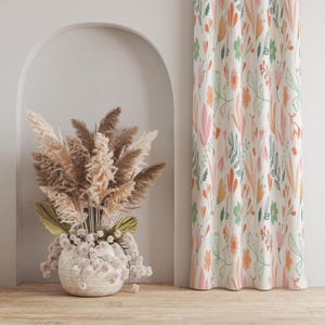 Boho Floral Panel Curtain: Vintage Style Window Decor