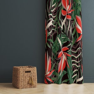 Tropical Leaf Curtains: Jungle Green Bohemian Drapes