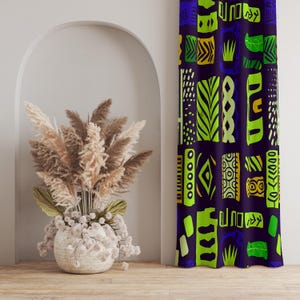 Tribal Geometric Curtain: Neon African Inspired Boho Panel
