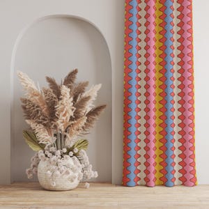 Colorful Wavy Stripe Curtains, Retro Vibes Drapery, Vibrant Groovy Pattern Drapes, 70s Style Curtain, Pastel Wavy Lines Curtains