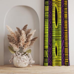 Modern Boho Cotton Blend Curtain: Geometric Ethnic Print