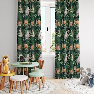 Woodland Creatures Curtain Panel: Rustic Forest Animals Drapes