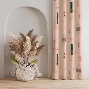 Abstract Geometric Curtain: Boho Style Window Panel