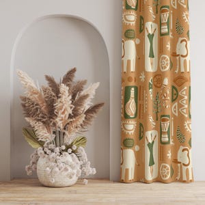 Tribal Pattern Curtain: Boho African Panel, Ethnic Home Decor