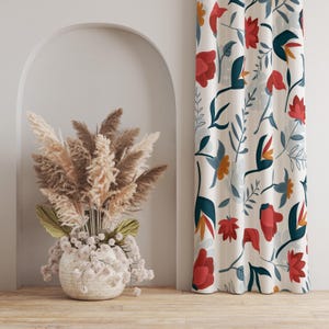 Exotische Blüten Vorhang, Tropische Blumen Vorhang, Lebendige Blumen Vorhang, Moderne Blumen Vorhang, Bunter Blumen Vorhang, Jungle Vibes