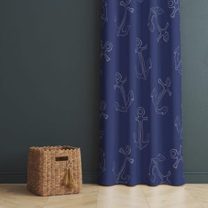 Navy Blue Anchor Curtains: Nautical Bohemian Style