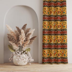 Vintage Floral Curtains,Chic Decor,Geometric Floral Curtain Panel,Vintage Home Decor,Modern Floral Drapes,Rustic Floral Drapes,Boho Curtains