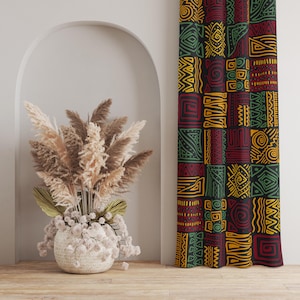 Geometric African Print Curtain: Boho Ethnic Panel, 53&quot; Wide