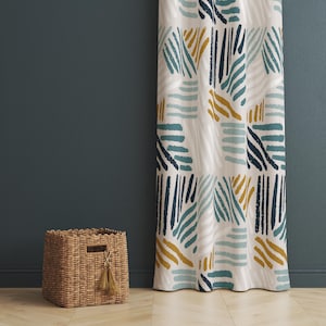 Bold Lines Curtain, Modern Stripe Curtains, Vibrant Color Drapes, Contemporary Art Curtain, Hand Drawn Drapery, Abstract Geometric Curtains