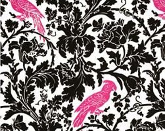 Fabric By Yard - Premier Prints Barber Black Candy Pink Bird