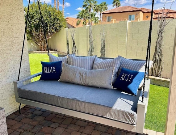 Sunbrella Canvas Granite Twin Mattress Cover Ready to Ship Sunbrella Daybed Custom Cushion Cover Swing Cushion Cover 75 x 39 x 5