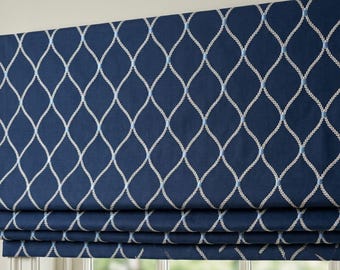 Williamsburg Deane Embroidery Sapphire Faux Roman Shade: Lined Decorative Valance.