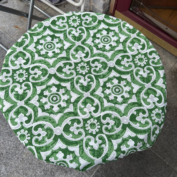 Ultimate Fashionable Outdoor Drawstring Fitted Round Table Cover up to 84 Inches - Outdoor bistro table cover - Premier Prints Athens Herbs