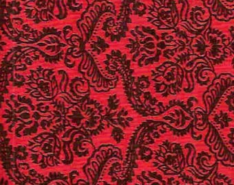 Fabric by Yard | Dainty Damask Clementine Red Floral Flowers Michael Miller Fabric