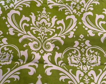 OOP-Green white Damask - premier prints ozborne Chartreuse/White