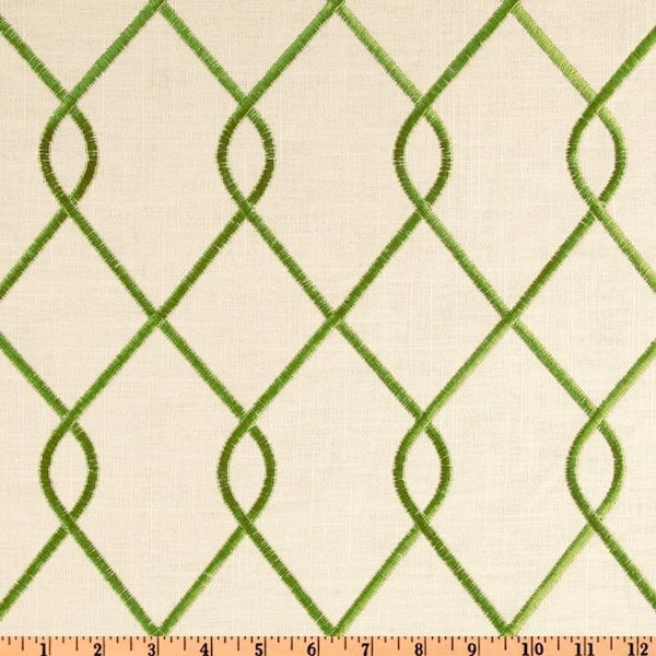 2 CURTAIN PANELS - Duralee Home Embroidered Rico Green - 25 x 96 - Window Treatment - Nursery